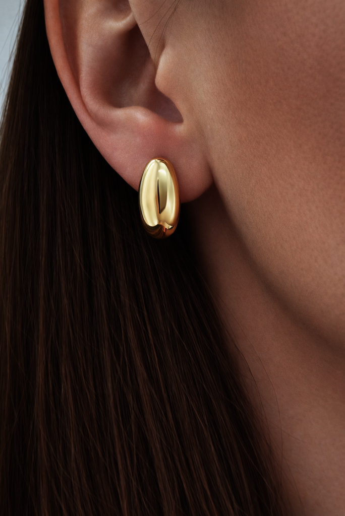 Žluté zlato náušnice oválné hladké na klapku